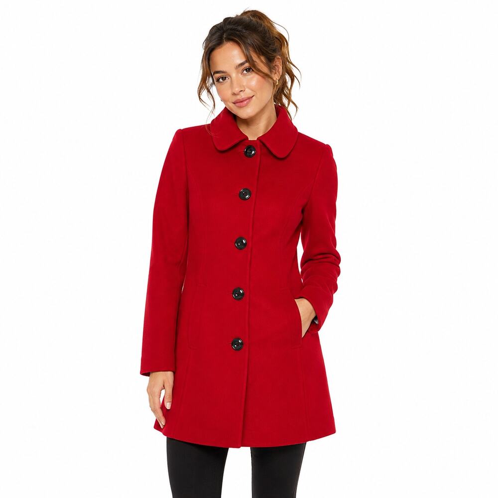 Banana Republic Wool Blend Red Jacket Coat MSRP $295  MEDIUM Preppy Holiday